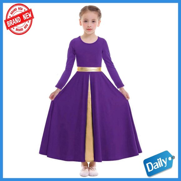 Girls Full Length Long Sleeve Worship Dance Dress Size 8